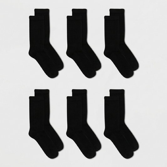 6 Pack Crew Socks